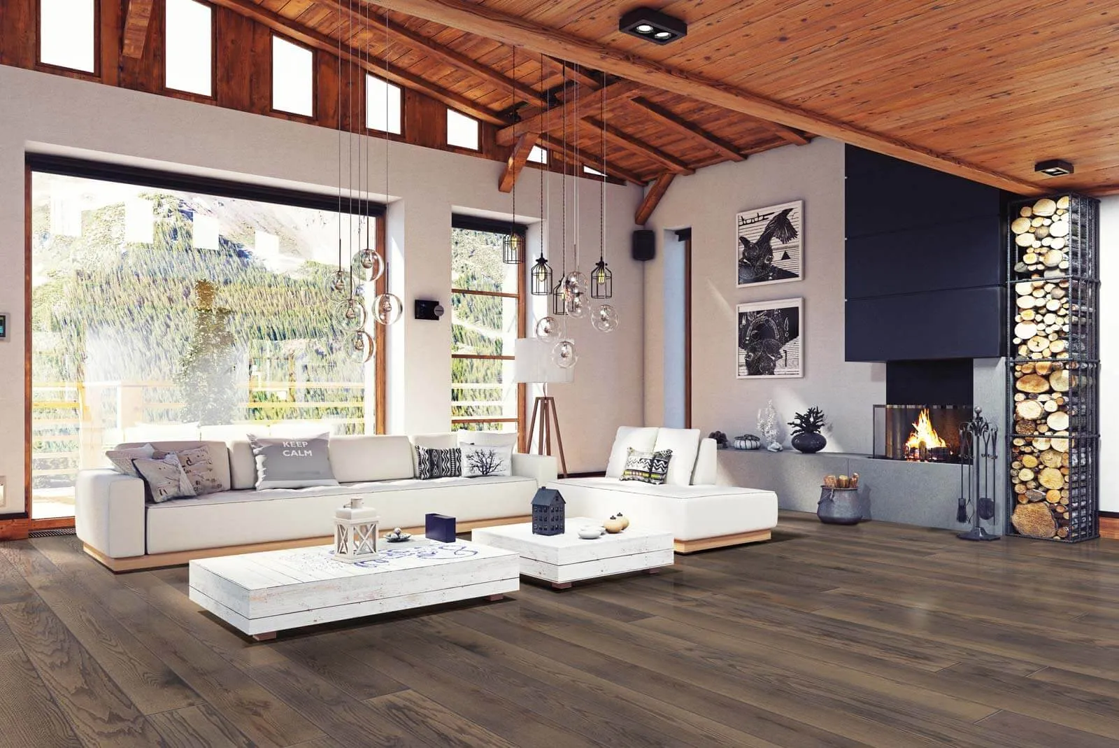 wide plank oak hardwood floors Atlanta living room